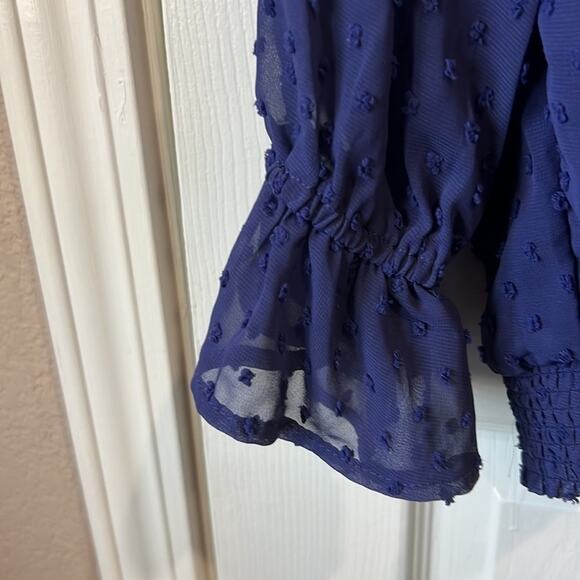 Cooper and Ella blouse Hem style very pretty! Navy Blue and super cute! Size L - Picture 9 of 15